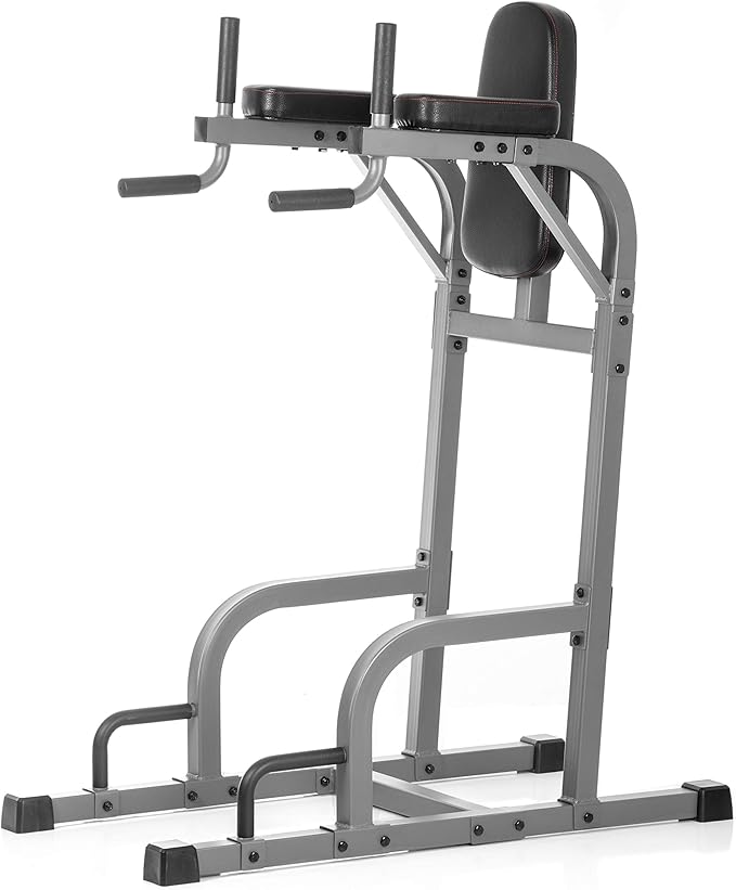 XMARK Knee Raise, Dip Stand with Push Up Station, Commercial Vertical Knee Raise, Captain's Chair, Upper Body and Core Workout Machine-StrideForce Fitness
