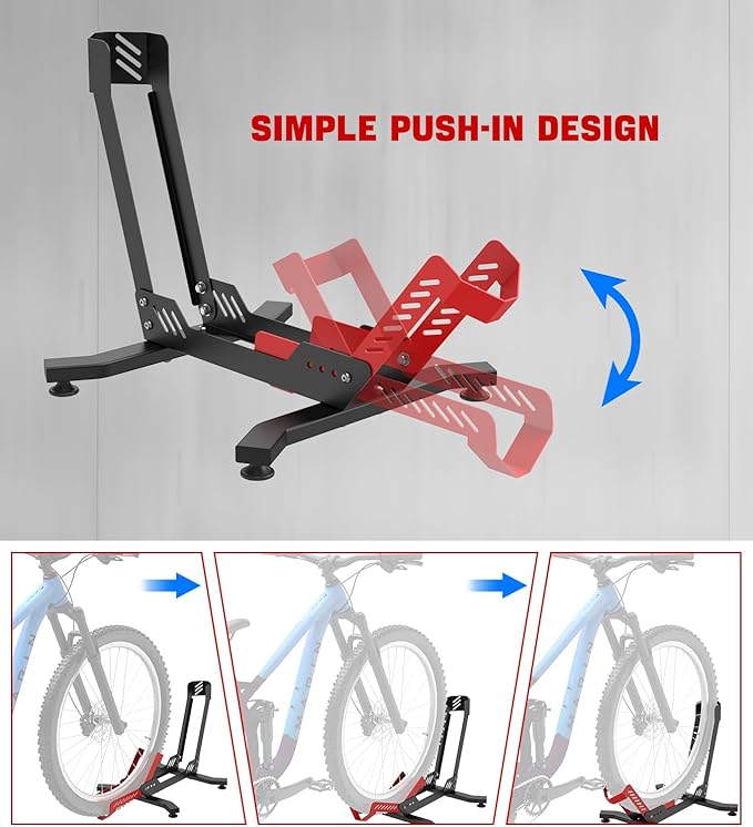 Bike Floor Stand, Portable Bike Storage for Garage - up to 3.5" Tire Wide, MTB & Road Bicycle Floor Stand, Front and Rear Wheel Parking Rack Fit for 26"-29" Bikes-StrideForce Fitness