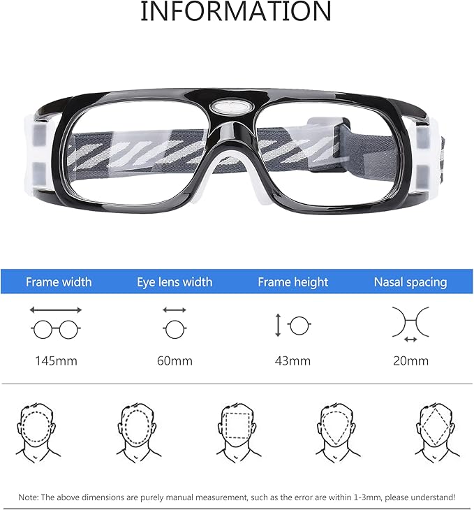 Men Basketball Glasses.Soccer Football Sport Protective Eyewear Safety Goggles,Sports Glasses For Replaceable Lens-StrideForce Fitness