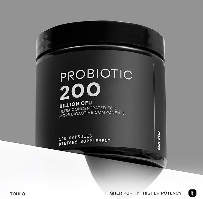 Toniiq 200 Billion CFU Probiotic Supplement 30 Verified Third-Party Tested Strains - Fully Shelf-Stable Probiotics Formula with Prebiotic Blend - Extended Release Capsules-StrideForce Fitness