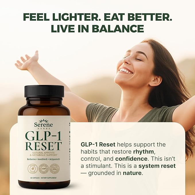 GLP-1 Supplement for Women & Men - Hunger & Metabolism Support with Berberine, InnoSlim, Actiponin - Natural GLP1 Booster to Support Appetite, Digestion & Gut Health - Vegan - 60 Capsules-StrideForce Fitness