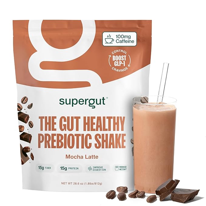 Supergut Prebiotic Shakes | Meal Replacement | Boost GLP-1 | High Protein and Fiber | No Added Sugar | Keto Food, Meal, Snack (Mocha Latte, 14 servings)-StrideForce Fitness