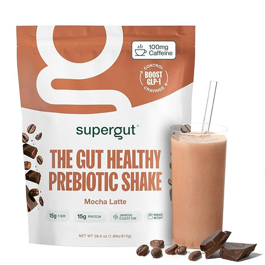 Supergut Prebiotic Shakes | Meal Replacement | Boost GLP-1 | High Protein and Fiber | No Added Sugar | Keto Food, Meal, Snack (Mocha Latte, 14 servings)-StrideForce Fitness