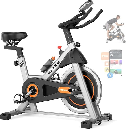 YOSUDA Exercise Bike, Brake Pad Stationary Bike for Home with Exclusive App, Magnetic Indoor Cycling Bike with 300 lb Weight Capacity, Low Noise, Tablet Holder and Fitness Courses for Weight Loss-StrideForce Fitness