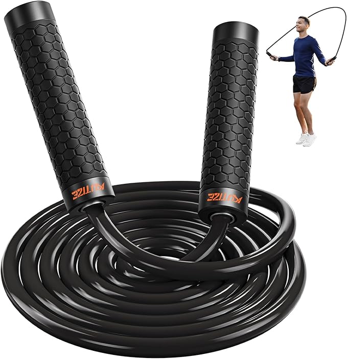 Jump Rope, Weighted Jump Rope for Men Women, Adjustable 1lb Heavy Skipping Ropes, Suitable for Boxing, Cardio, Home Fitness, Training Muscle, Home Gym Workout Equipment for Full Body Exercise-StrideForce Fitness