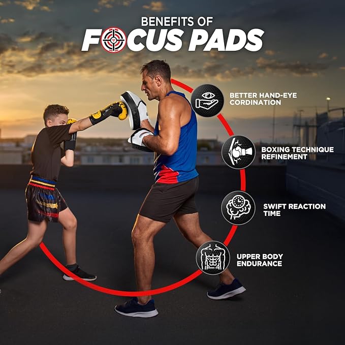 WYOX Curved Boxing Punch Mitts – Boxing Pads Training Set, Punching Mitts for Adults, Kickboxing Pads, Muay Thai Pads, Karate Pads, MMA Training Equipment, Martial Arts Focus Pads-StrideForce Fitness