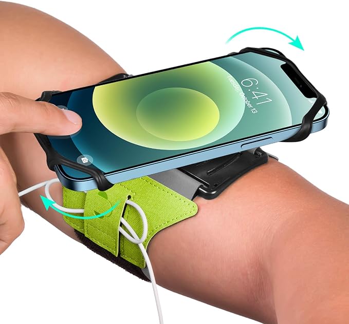 VUP Running Armband 360°Rotatable for iPhone 13/Pro Max/Pro/Mini/12/11/SE/Xs/XR/X/8/7/Plus, Fits All 4-6.7 Inch Smartphones, with Key Holder Phone Armband for Running Hiking Biking (Green)-StrideForce Fitness
