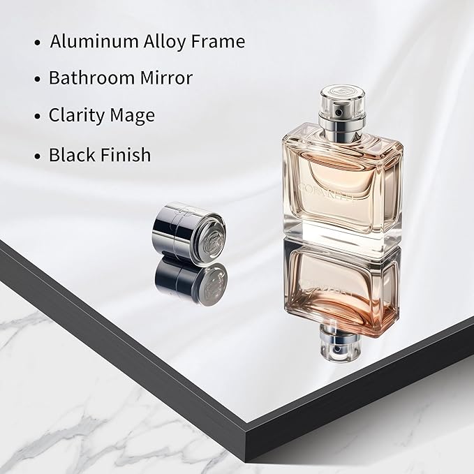 Black Bathroom Mirror for Wall, 60x36 Inch Rectangle Mirrors with Metal Frame, Modern Vanity Wall Mirror Decor for Entryway Hangs, Bathroom Living Room Horizontal or Vertical-StrideForce Fitness