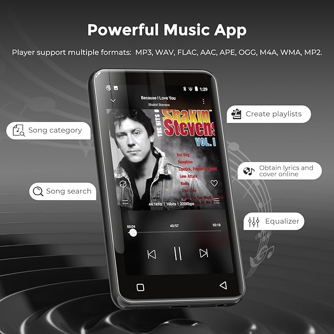 innioasis 80GB MP3 Player with Bluetooth and WiFi, MP3 Player for Kids with Spotify, Spotify Kids, Pandora, Audible, 4.0" Touch Screen Music Player with Parental Controls, Up to 1TB (Gray)-StrideForce Fitness