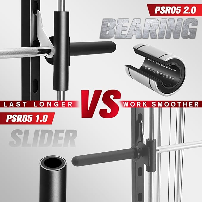 RitFit Smith Machine Power Rack with LAT-Pull Down System, Landmine, Barbell Bar, Plate Storage Pegs and More Training Attachment-StrideForce Fitness