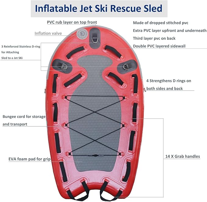 SAYOK Large Inflatable Sled Water Floating Mat Jet Ski Sled Board for Professional Emergency Rescue, Big Wave Surfing-StrideForce Fitness