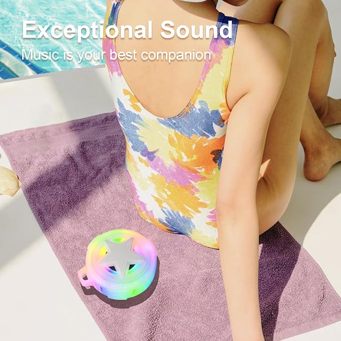 EBODA Bluetooth Shower Speaker, IP67 Waterproof Portable Speakers, Floating, TF Card, Small Outdoor Speaker with LED Light, True Wireless Stereo for Bike, Beach, Paddle Board, Kayak, Pool, Gifts-StrideForce Fitness