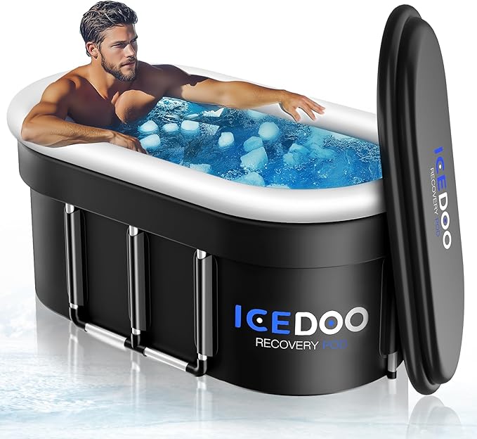 Upgraded 175 Gal XXL Large Oval Ice Bath with Air Ring, Multi-Layered Portable Cold Plunge Tub for Athletes, Foldable & Inflatable Cold Tub Recovery at Home, Outdoors,Gym Use Bathtubs.-StrideForce Fitness