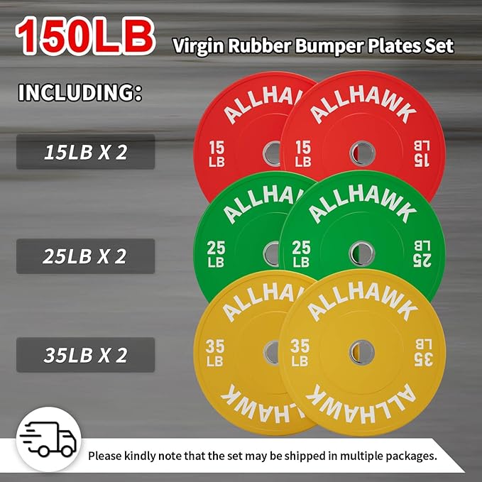 Colored Olympic Weight Plates, 2-inch Rubber Bumper Plate Set for Home Gym Barbell Weight Lifting and Strength Training-StrideForce Fitness