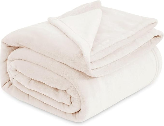 Bedsure Fleece Bed Blankets Full Size Cream - Soft Lightweight Plush Fuzzy Cozy Luxury Blanket Microfiber, 84x90 inches-StrideForce Fitness