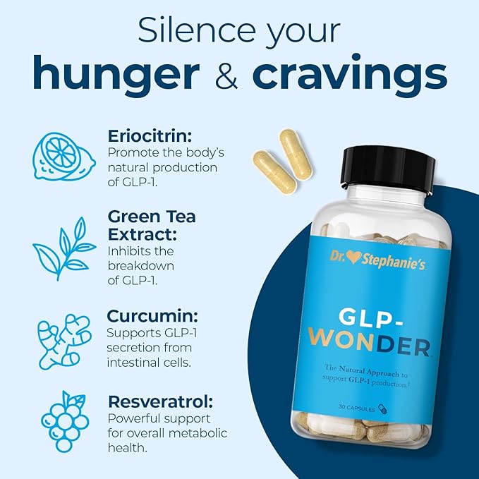 Dr. Stephanie's GLP-Wonder Natural GLP-1 Boosting Supplement - Control Hunger & Appetite, Fight Cravings - Side-Effect Free Support-StrideForce Fitness