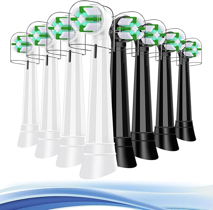 IO Intelligent Cleaning Replacement Heads Compatible with Oral b iO 2/3/4/5/6/7/8/9/10 Series Electric Toothbrush, 8 Pcs IO Brush Heads Compatible with Oral b iO for Sensitive, Deep Clean(Black/White)