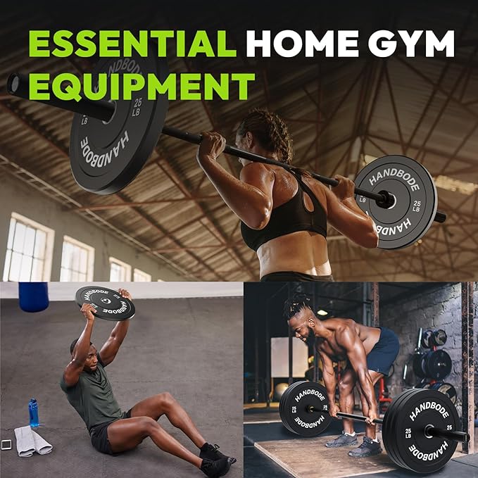 Bumper Plates 2 - Inch Olympic Weight Plate Set for Barbell, 10-55 lb Rubber Weights Sets for Home Gym, Strength Training Plate, Weight Lifting, Black-StrideForce Fitness