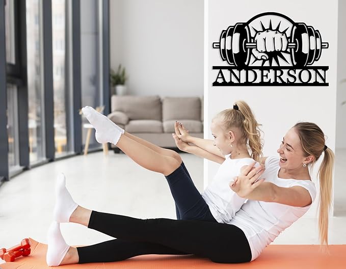 Personalized Last Name Sign for Home, Home Gym Sign, Fitness Name Signs, Custom Gym Metal Signs, Gift for Dad, Birthday Gift-StrideForce Fitness