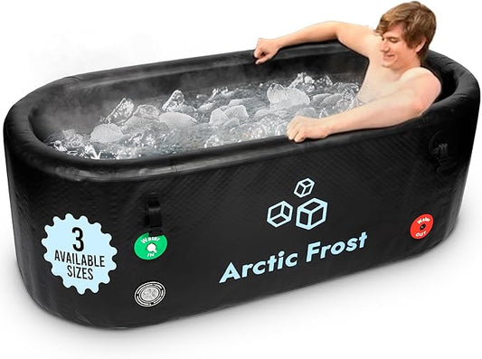XLarge Oval Professional Ice Bath Tub-230 Gallon Inflatable Cold Plunge- Portable Lightweight Easy to Set Up for Full Cold Water Immersion, Faster Recovery (Black, Extra Large Ice Bath (75x34x26)-StrideForce Fitness