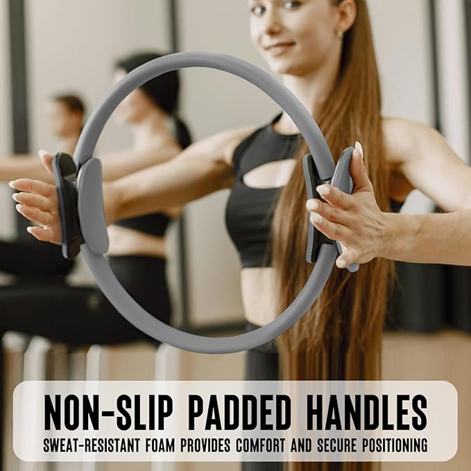 Pilates Ring Fitness Circle 14" Yoga Rings Magic Circle with Dual Padded Handles for Toning Arms, Thighs/Legs & Core，Home Exercise Equipment ﻿-StrideForce Fitness