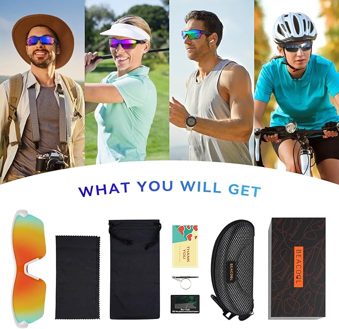 BEACOOL Polarized Sports Sunglasses for Men Women Youth Baseball Cycling Running Fishing Golf Motorcycle TAC Glasses UV400-StrideForce Fitness