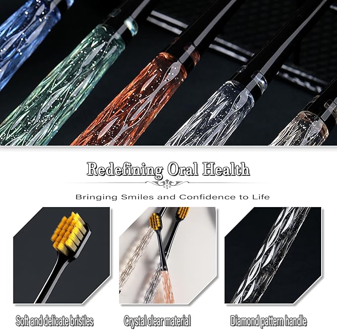 Toothbrush Holders Combo Set for Bathroom，4 Cups Toothbrush Holder Wall Mounted with Organizer，Gift 4 Count Ultra Fine Soft Bristle Crystal Tooth Brush and Wall Mounted Toothpaste Squeezer