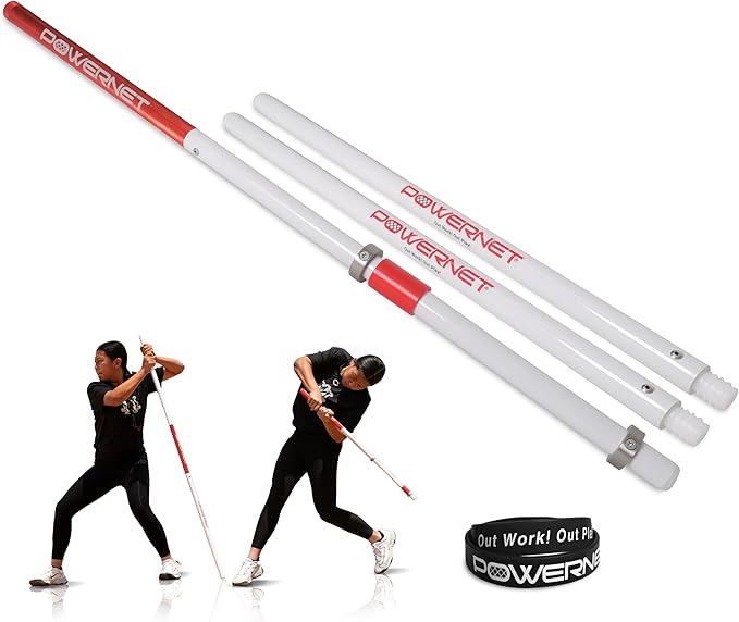 PowerNet Combo PVC/Click Stick Softball & Baseball Swing Trainer, Interchangeable Baseball Hitting Trainer, PVC Training Bat for Drills, Bat Speed Training Equipment-StrideForce Fitness