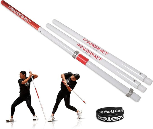 PowerNet Combo PVC/Click Stick Softball & Baseball Swing Trainer, Interchangeable Baseball Hitting Trainer, PVC Training Bat for Drills, Bat Speed Training Equipment-StrideForce Fitness
