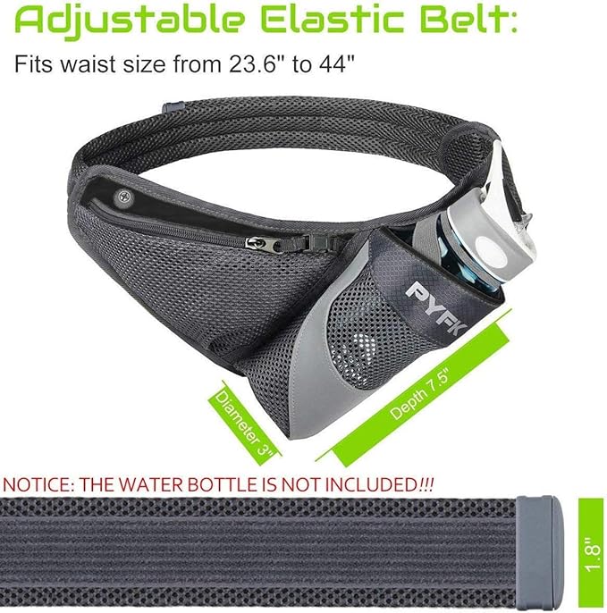 PYFK Running Belt Hydration Waist Pack with Water Bottle Holder for Men Women Waist Pouch Fanny Bag Reflective-StrideForce Fitness