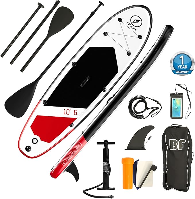Inflatable Stand Up Paddle Board with SUP Accessories & Backpack. Paddle Boards for Adults. Non-Slip Deck, Wide Stance, Bottom Fin, Double Action Pump.-StrideForce Fitness