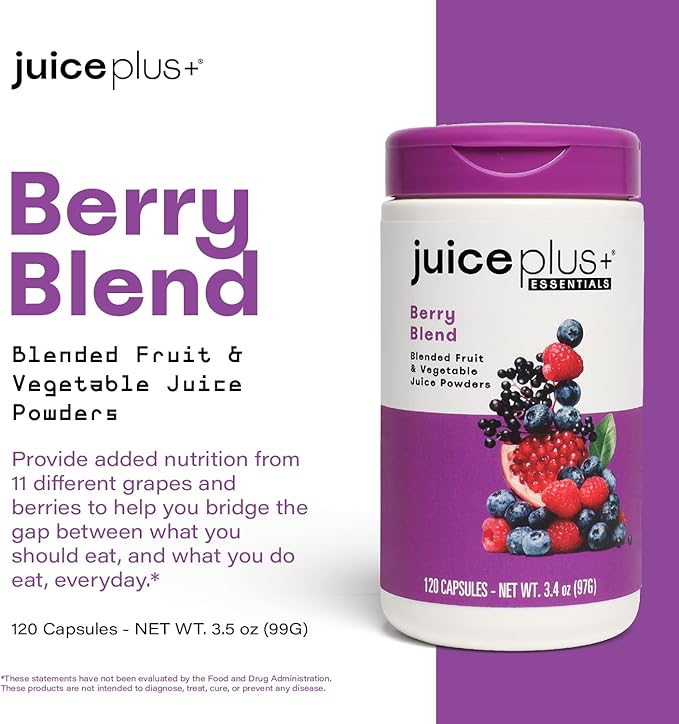 JuicePlus+ Berry Blend: with Concord Grape, Blueberry, Cranberry, and More - Whole Food Based, Vegan, Plant-Based Vitamins - Gluten-Free, Non-GMO, Kosher - 1 Bottle (60 Servings)-StrideForce Fitness