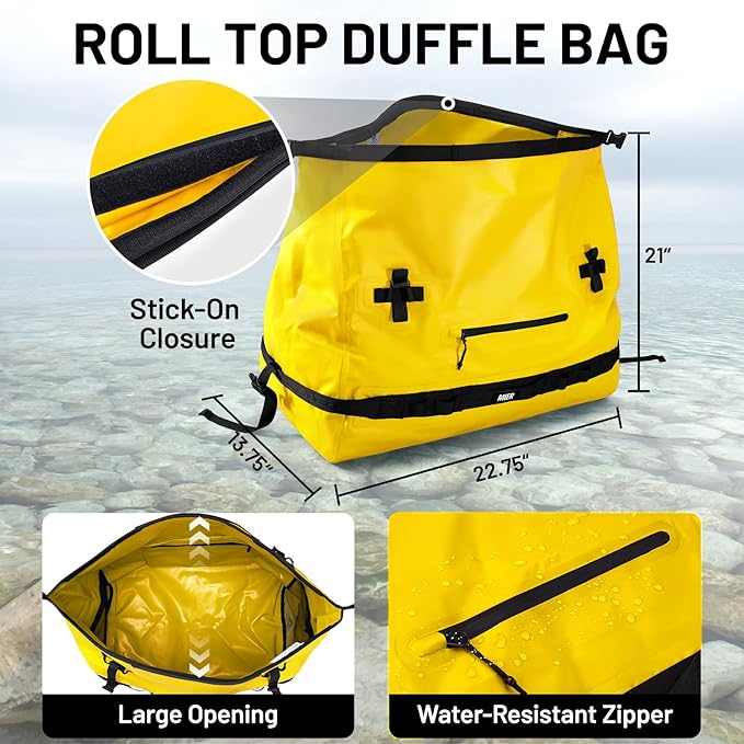 MIER Large Waterproof Duffel Bag Rolltop Dry Backpack Duffle Bags for Kayaking, Rafting, Boating, Swimming, Camping, Travel, Gym, Beach, 60L/80L-StrideForce Fitness