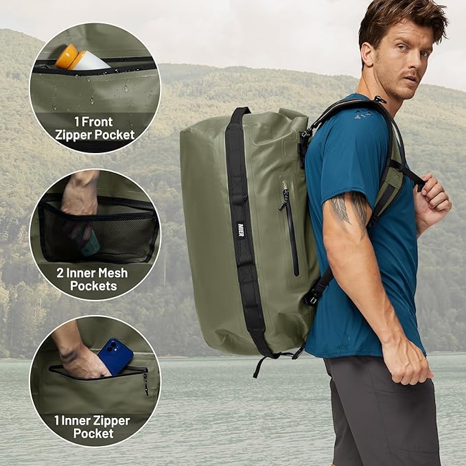 MIER Large Waterproof Duffel Bag Rolltop Dry Backpack Duffle Bags for Kayaking, Rafting, Boating, Swimming, Camping, Travel, Gym, Beach, 60L/80L-StrideForce Fitness