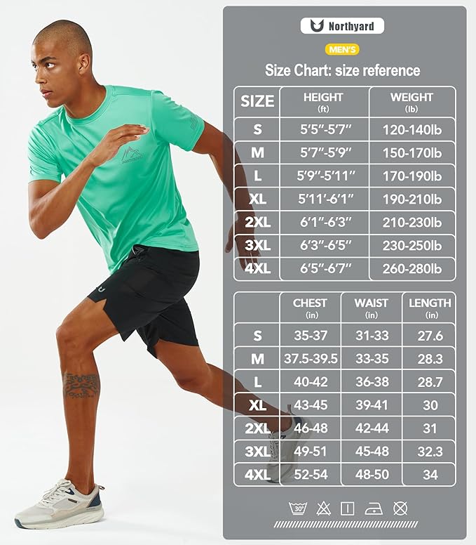 NORTHYARD Men's UPF 50+ Sun Protection Shirts Swim SPF UV Quick Dry Short Sleeve T-Shirts for Athletic Fishing Rash Guard-StrideForce Fitness