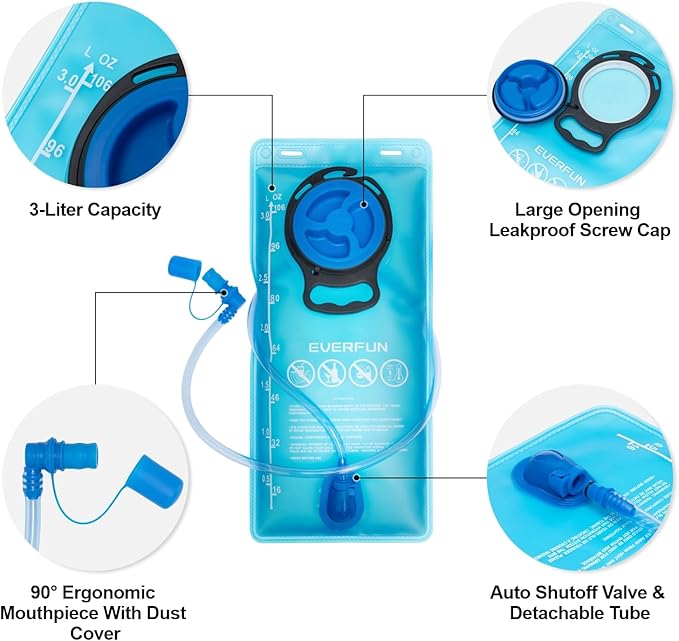 Everfun Hydration Backpack 18L with Water Bladder 2L/3L Hiking Water Backpack Women Men Hydration Pack Insulated Lightweight Day Hydropack with Storage for Hiking, Biking, Running, Festival-StrideForce Fitness