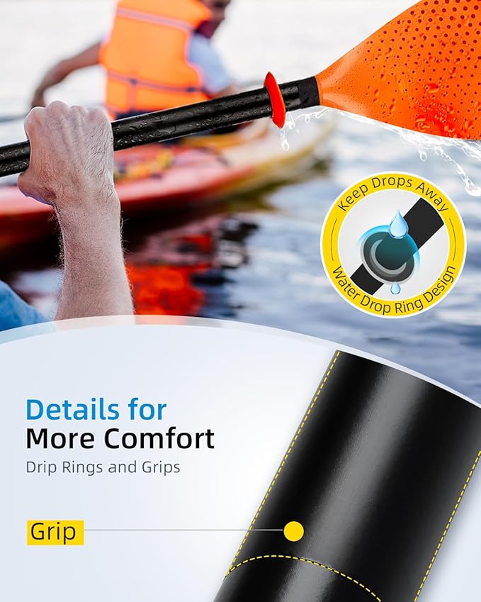 OCEANBROAD Kayak Paddle 86in/218cm, 90.5in/230cm Alloy Shaft 2-Piece Floatable Kayak Oar for Kayaking Canoeing Boating-StrideForce Fitness