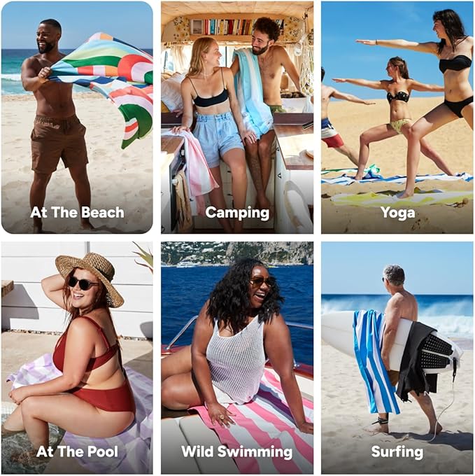 Dock & Bay Beach Towel - Quick Dry, Sand Free - Compact, Lightweight - 100% Recycled - Includes Bag - Fruit Loops - Extra Large (200x90cm, 78x35)-StrideForce Fitness