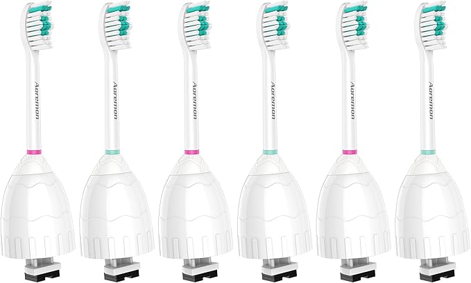Aoremon Replacement Toothbrush Heads Compatible with Philips sonicare E-Series, 6 Pack Replacement Brush Heads Come with Caps