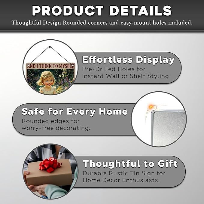 Garden Girl Metal Tin Sign Wall Art Rustic Vintage Outdoor Decor And I Think To Myself What A Wonderful World Quote 12 * 16inch-StrideForce Fitness