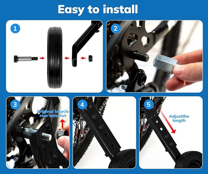 Training Wheels, Thicken Bike Training Wheels for Adult Under 200lb with Heavy Duty Stainless Steel for 24 26 28 inch bike-StrideForce Fitness