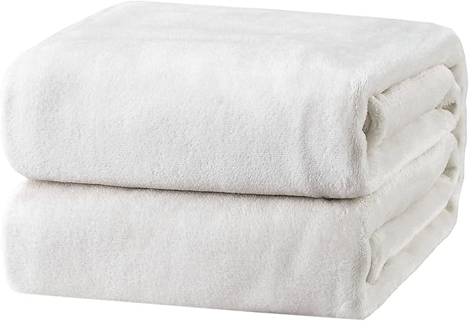 Bedsure Fleece Blanket Twin Size White - 300GSM Lightweight Plush Fuzzy Cozy Soft Warm Blanket for Bed, Sofa, Couch, Travel, Camping, 60x80 inches-StrideForce Fitness
