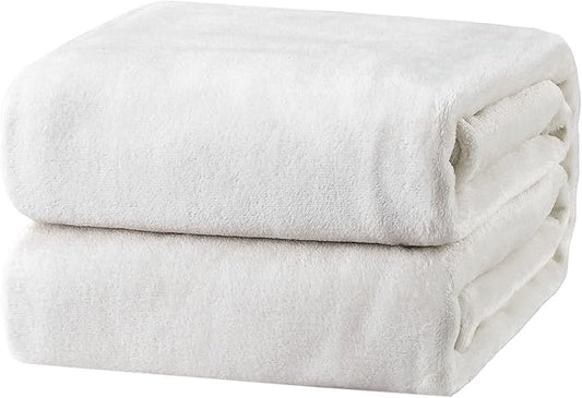 Bedsure Fleece Blanket Twin Size White - 300GSM Lightweight Plush Fuzzy Cozy Soft Warm Blanket for Bed, Sofa, Couch, Travel, Camping, 60x80 inches-StrideForce Fitness