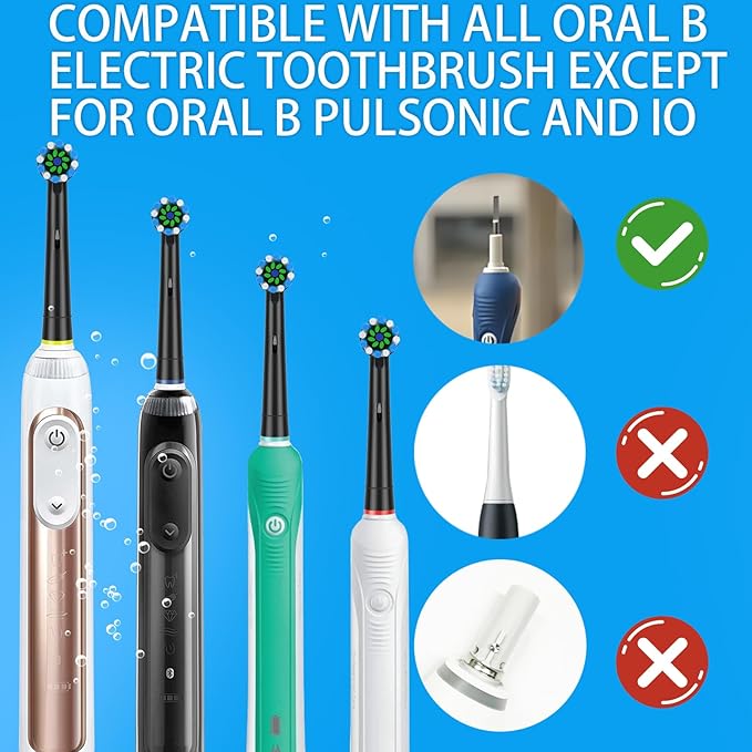 Replacement Brush Heads Fit for Braun Oral b, Compatible with Oral-B Pro 1000/2000/3000/5000/6000 Smart and Genius Electric Toothbrush, 12 Pcs (Black)