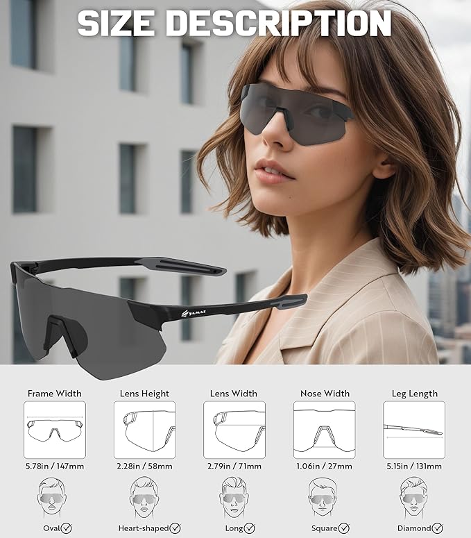 YAMAS Sport Sunglasses for Mens Womens, Wrap around Sunglasses, Non-Slip Nose Pads for Climbing and Running, UV400 Protection-StrideForce Fitness