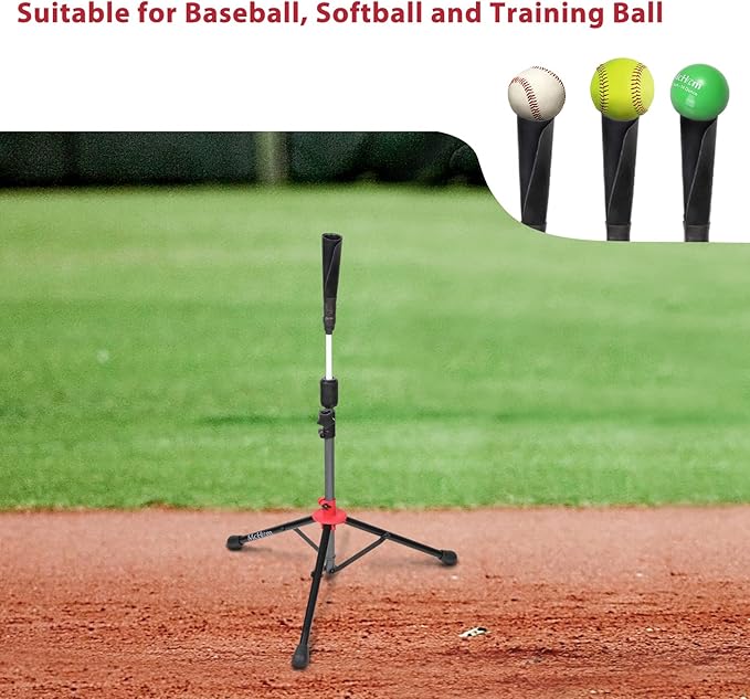 McHom Baseball & Softball Batting Tee - Hitting Travel Tee | Adjustable Height | Portable & Collapsible | Tripod Base-StrideForce Fitness