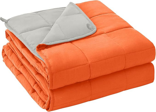 yescool Weighted Blanket for Adults (25 lbs, 60" x 80", Orange) Cooling Heavy Blanket for Sleeping Perfect for 240-260 lbs, Queen Size Breathable Blanket with Premium Glass Bead, Machine Washable-StrideForce Fitness