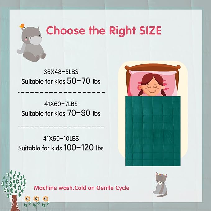 yescool Weighted Blanket (10 lbs, 41" x 60", Dark Green) Cooling Heavy Blanket for Sleeping Perfect for 90-110 lbs, Breathable Blanket with Premium Glass Bead, Machine Washable-StrideForce Fitness