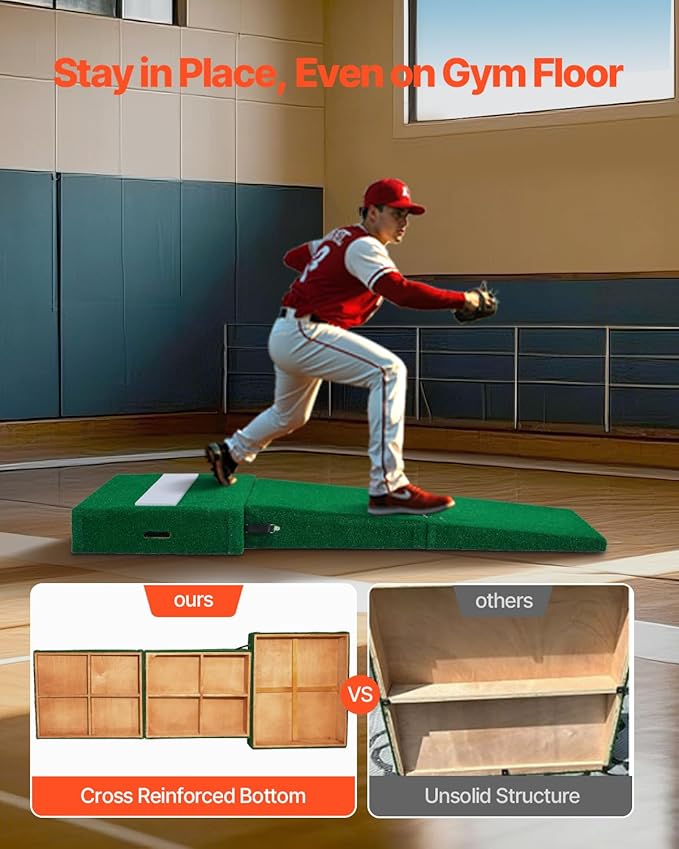 VEVOR Pitching Mound, Baseball Game Mound, Indoor/Outdoor Pitching Practice and Training Equipment, Softball Pitching Aids with Antifade Turf and Pitching Rubber-StrideForce Fitness