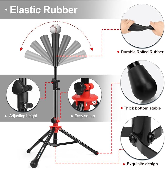 Storgem Baseball and Softball Practice Net 7×7ft Portable Hitting Pitching Batting Training Net Baseball Backstop Net with Batting Tee and Strike Zone and Bow Frame-StrideForce Fitness